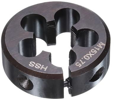QUARKZMAN Filière Ronde M15 x 0,75 Métrique Filetage 38mm OD Ajustable À Droite En Acier Rapide (HSS) Filière Ronde Pour Filetage Outil De Coupe Pour Réparation De Filets