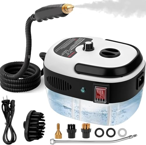 Pulitore a Vapore 2500W, Pulitore a Vapore Portatile con 6 Velocità Regolabili e 3 Tipi di Testine, Serbatoio 1000 ml, Pulitore a Vapore Professionale per Pulito, Mobili Imbottiti, Divani, Piastrelle