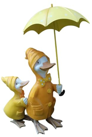 Ronyme Estatua de con Paraguas Impermeable, Escultura de Resina, Regalo, Figura de Animal para jardín, para Pasillo, Estante, Estanque, Patio, Sala de