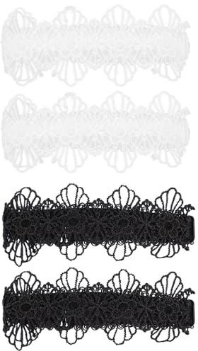 MAGICLULU 2 Paia di Cinturini Elastiche Staccabili per Scarpe Tacchi, Antiscivolo e Leggeri, Nero e Bianco, per Sandali Tacchi a Blocco