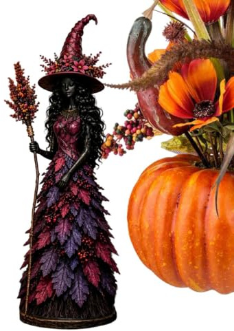 Figura De Brujas De Otoño, Decoración Otoñal Resina Para El Hogar, Morado