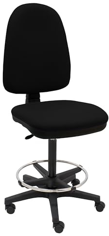 La Silla de Claudia: Taburete Alto Ajustable Torino | Taburete con Ruedas Parquet | Silla Escritorio con reposapies | Silla Estudio sin reposabrazos y Giratorio para Oficina o Estudio | Negro