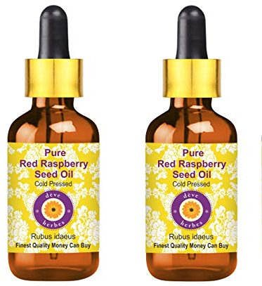 Deve Herbes Olio di semi di lampone rosso puro (Rubus idaeus) con contagocce in vetro Qualità terapeutica naturale spremuto a freddo (Pack of Two) 100 ml X 2 (6,76 oz)