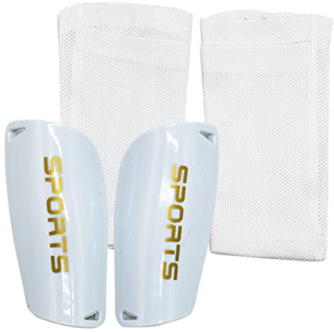 SZXMDKH M-Football - Parastinchi per bambini da 6 a 14 anni, taglia M, traspirante, protezione in EVA, colore: bianco