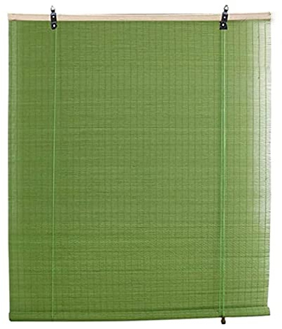 Natürliche Bambus-Rollo Raffrollo,Lichtfilter Bambusrollo,Grün Sichtschutz Rollo für Fenster und Türen,Rollläden Jalousie Sonnenschutz,Seitenzugrollo für Terrasse Garten Balkon (W90xH100cm/36x39in)