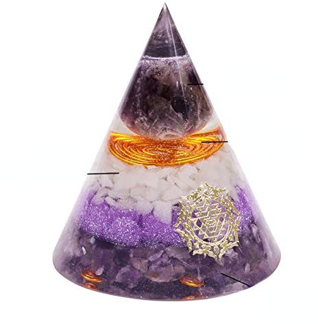 Piramidi, Ametista E Rame, Piramidi Luminose, Chakra, Artigianato Fatto A Mano In Resina, Rame, Ametista