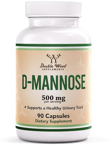 D Mannose 500mg - 99.9% Purity Tested - for Urinary Tract Health and Bladder Lining, Helps UTI Prevention Vegan Safe, Non-GMO, Gluten Free, 90 Capsules by Double Wood