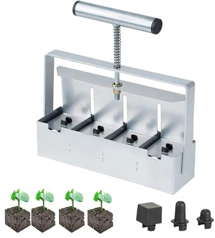 RoseFlower Bloqueur de Sol Manuel, 4 x 2“Blocage de Terre Manuel Bloc de Sol Manuel Faisant Un Outil de Plantation de Plantes pour Jardin, Pépinière, Plantation, Repiquage, Planter, Serre