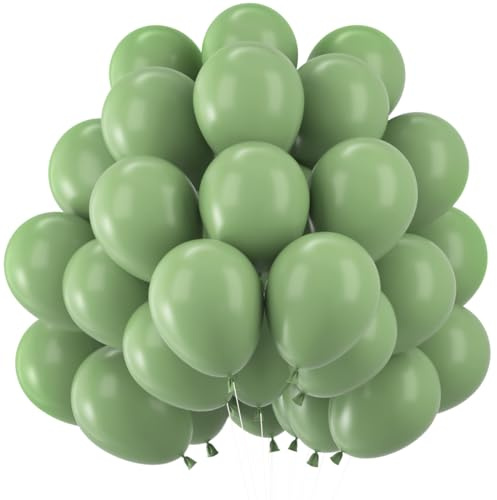 Gröna ballonger, 60 st 12 tum böngrön latexballonger, retro grön salvia helium ballong födelsedagsfest girlang baby shower bröllop alla hjärtans dag examen nattvardsgång