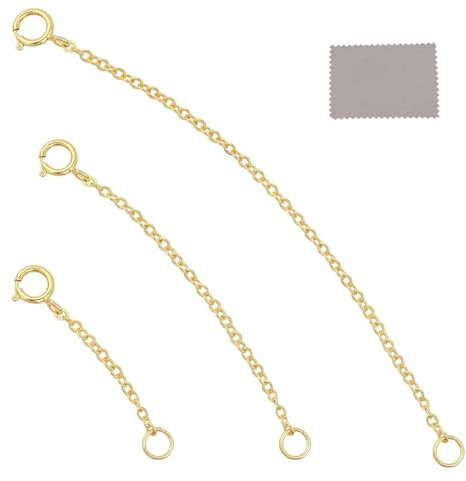 MIRKUZI Alargadores de cadenas Cadena de extensión de collar de 3 piezas, cadena de extensión de collar, collar de oro, pulsera, tobillera, cadena de extensión ajustable (oro)