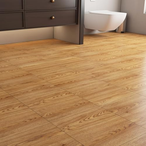 Yenhome Självhäftande vinylgolv brun trägolv 30 x 30 cm vinyl golvdekal PVC trägolv brun vattentät för sovrum halkfri slitstark 35 stycken