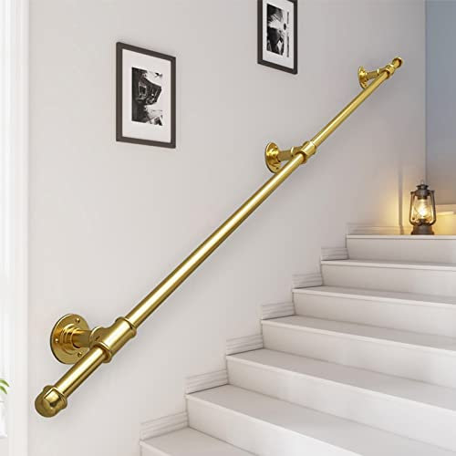 Outdoor il - Barra de seguridad montada en la pared para escalones de hierro forjado dorado, barandilla de mano para uso en interiores y exteriores, 240 cm