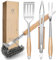 TIVOLI Grillbesteck Set 4-teilig, aus hochwertigem Edelstahl Gefertigt, mit Sicheren Holzgriffen, inklusive Grillzange, Pfannenwender, Grillbürste und Grillgabel – Grill Geschenke für Männer