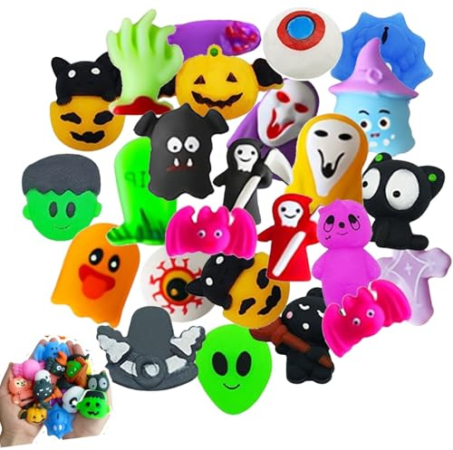 AYNKH 30Pcs Halloween Mochi Squishy Toys, Squishies Anti-Stress pour Enfants, Filles, Garçons, Halloween Party Favors, Halloween Treat Bags Gifts