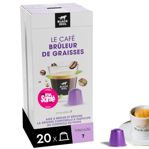 Black idol - Café Brûleur de Graisses - Minceur - 20 Capsules Intensité 7 - Compatible avec Nespresso® - Haute Teneur en Polyphénols Antioxydants (Intensité 7 : 20 capsules)