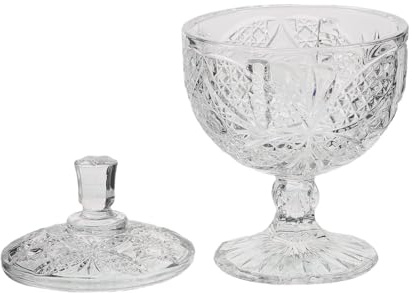 JECOMPRIS Azucarero de vidrio con tapa - Bote de boticario de cocina - Recipiente para dulces con tapa - Tarro decorativo para galletas, dulces y organización de la despensa
