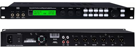 KCOAG X5 karaoke professionell digital ljudprocessor, Dsp-digitalhall med återkoppningsreducering, LCD-skärm, 3 mikrofonkanaler, stöder 5.1-kanals utgång, för högtalare och hemmabio