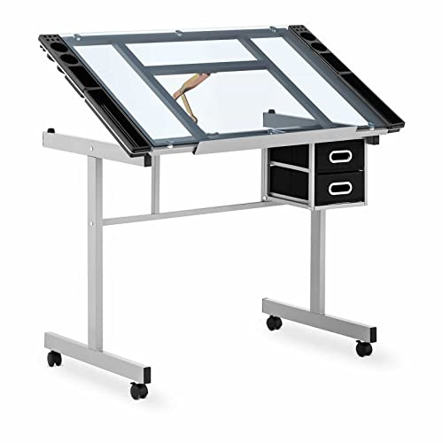 Fromm & Starck Table À Dessin Bureau Planche Table D’Architecte Architecte Inclinable Professionnelle Star_Desk_10 (Plateau 120 x 60 cm, 0-70°, Hauteur 90 cm, 2 Tiroirs, Tablettes)