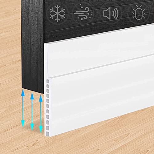 SYIPO enormt mellanrum dörrstoppare, 7,6 cm B x 99 cm L, vit, silikon, giftfri, flexibel, lätt att installera, isolerar, minskar ljud, damm, ljus, lämplig för interiör-/ytterdörrar