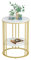 Marble Top Side Table Gold: Small Circle End Tables 40 x 54cm Sintered Stone Bedside with Metal Golden Legs Modern White Nightstand 2 Tier Round Sofa Coffee Table for Bedroom Living Room Furniture