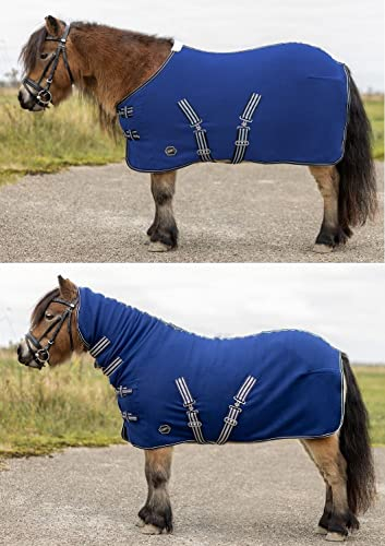 netproshop Fleecedecke Abschwitzdecke mit/ohne Halsteil für Falabella Minishetty Shetty Gr.65-95, Groesse:85, Farbe:ohne Halsteil