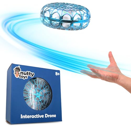 NUTTY TOYS Interactive Drone - Hand Operated Light Up Boomerang for Kids & Adults | Easy Shake to Start Flying UFO | Top Easter & Valentines Day Gift Idea 2026 for Boys & Teens 8 9 10 11 12 13 14 15