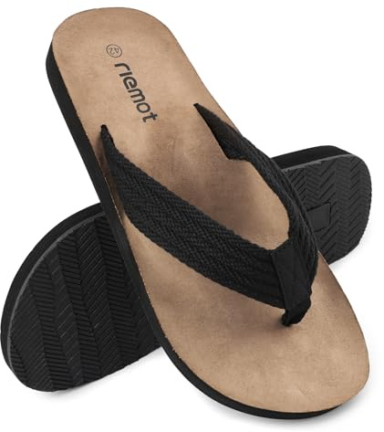 riemot Tongs Homme Confortables – Sandales Légeres, Antidérapantes, Tong Chaussures Été avec Support de Voûte Plantaire, Idéal Tongues pour Plage Piscine Jardin ou Loisirs Quotidiens, 42 EU