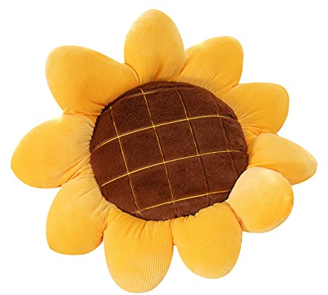 NatureMan Cuscino da pavimento a forma di girasole, 50 cm, cuscino a forma di fiore, grazioso cuscino decorativo in peluche per camera da letto, divano e sedia