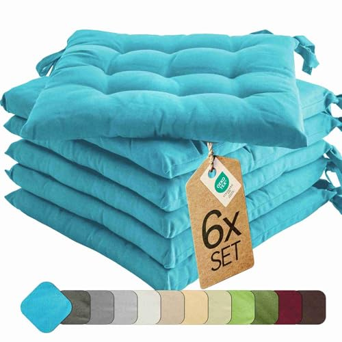 etérea Coussin de Chaise de Jardin 40x40 chaises Exterieur Galette de Chaise Coussins intérieur 6 Pièces de Coussins 40 x 40 cm Turquoise