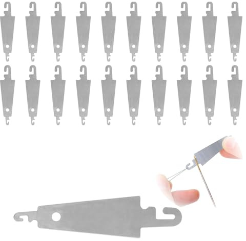 BRITECO 20 Pcs Stainless Steel Hook Needle Threader, Embroidery Cross Stitch Needle Threading Tools, Hand Machine Sewing DIY Tool for Large Eye Needles Hand DIY Sewing (Size: 1.81 inch)
