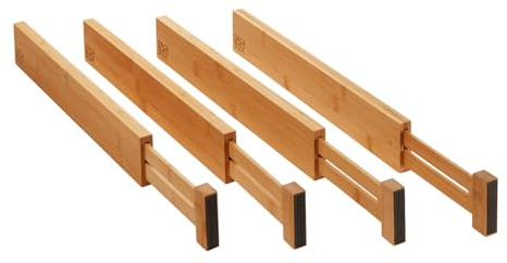 4-delat ORGA-BOX bambu-lådavdelarsystem 430-556 mm lådavdelare, lådavdelare med fjädermekanism