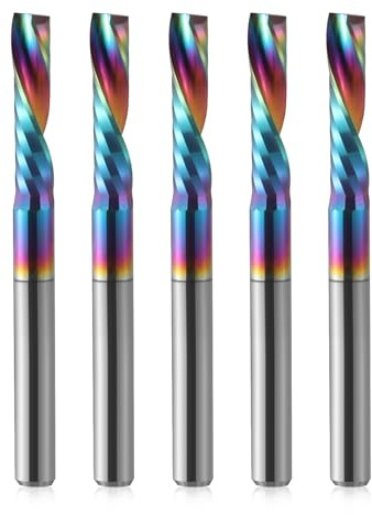 Fraise hélicoïdale CNC O Flûte - Tige 4 mm - Tige Downcut 4 mm - Diamètre de coupe : 17 mm - Longueur de coupe : 17 mm - Fraise en spirale CNC pour défonceuse à bois