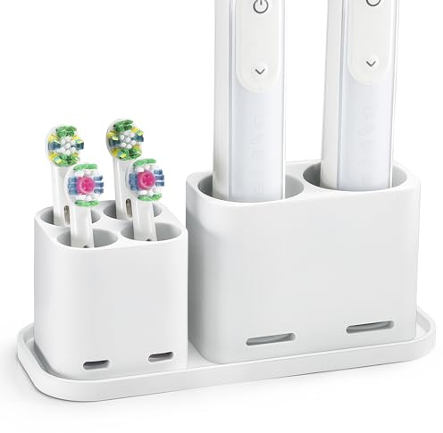 OETAMS Soporte para cepillos de Dientes Soporte para cepillos de Dientes eléctricos Soporte para Cabezales de cepillos de Dientes, Blanco