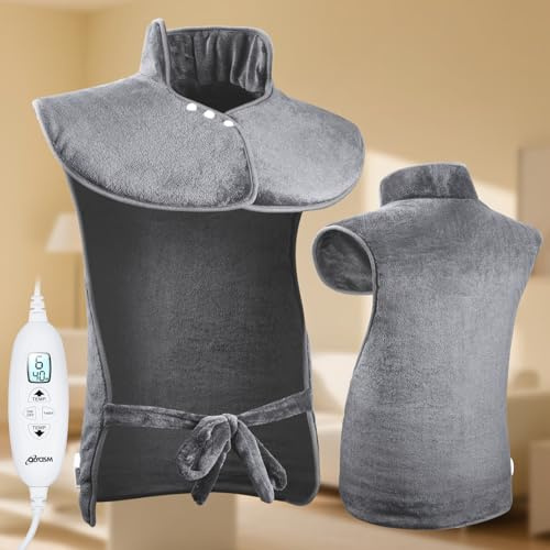 Olycism Almohadilla Electrica Térmica 60 x 100 cm Esterilla Electrica para Lumbar y Cervical 10 Temperaturas Para el Alivio del Dolor Muscular Cuello y Hombro Franela Lavable en la Lavadora