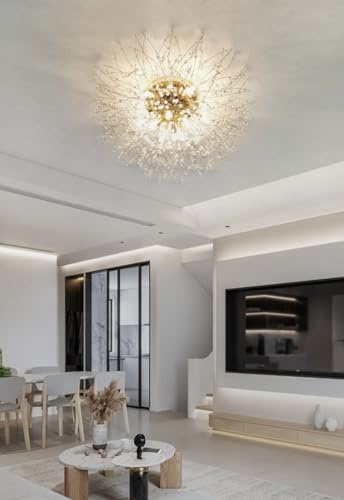 TEKHOME Lampadario Camera Da Letto Moderni, Oro/Argento, Plafoniera soffitto con cristalli di fuochi d'artificio, 10X G9, Lampade a sospensione pre Soggiorno, Cameretta PN-13 (ORO)
