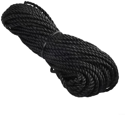 Oniissy Corda nera in HDPE da 6 mm x 30 m per uso esterno, laminazione serra, acquacoltura marina e applicazioni industriali