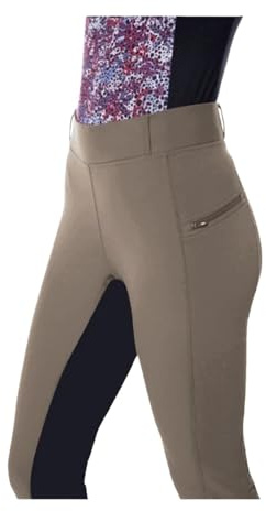 GIYXHU Ridbyxor dam leggings elastiska byxor vardaglig dragkedja ridning ridning, Khaki, XL