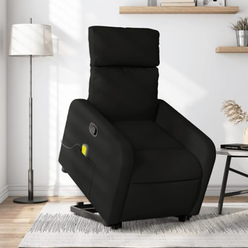 Mimdixy Fauteuil de massage, fauteuil de cinéma, fauteuil de massage, avec aide au relevage, en tissu noir, pour chambre à coucher et salon, installation rapide