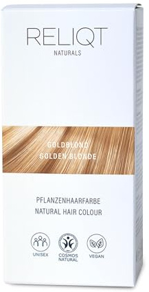RELIQT Naturals - Pflanzenhaarfarbe Pulver Goldblond 100% natürlich & permanent 100 g – Haarfarbe für gründliche Grauhaarabdeckung & gesunden Glanz – Naturkosmetik Haarfärbemittel zusatzstofffrei