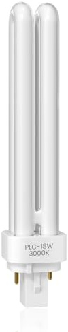DoRight Lampada Fluorescente Compatta G24d-2 18W 2 Pin - Tubo a Foppia Torsione 2U Bianco Caldo 3000K Lampada PLC 827 a Risparmio Energetico Non Dimmerabile per Cucina, Ufficio, Corridoio (1 Pezzo)