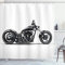ABAKUHAUS Schwarzgrau Duschvorhang, benutzerdefinierte Motorrad, Stoffliches Gewebe Badezimmerdekorationsset mit Haken, 175 x 180 cm, Grau Schwarz Weiß