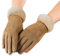 axelens Damen Winter Touchscreen Kunstlederhandschuhe, Super Weich, Warme und Elegant aus Wildleder, Ärmel in ökologischem Weichpelz für Smartphone, Handy Größe S/M – HELLBRAUN/BEIGE