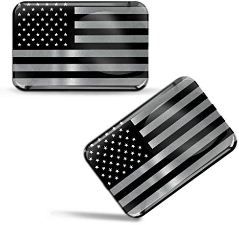 Biomar Labs® 2 x 3D Silicone Adesivi Resinati Bandiera Nazionale de USA United States Stati Uniti America Argento Flag Emblema per Auto Moto Finestrìno Scooter Bici Motociclo Tuning F 132