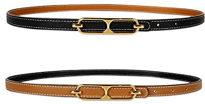 LumiSyne Damen Ledergürtel Wendegürtel Zweifarbig Dünner Dornschließe Einstellbar Dekorativer Gürtel für Jeans Hosen Mantel Kleider