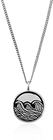 Made by Nami Herren Surfer Halskette mit Anhänger - 60 cm Herren Silber-Kette Edelstahl 925 Silber - Handmade Glieder-Kette - Männer-Kette - Geschenk Geburtstag für Ihn (Silver Wave)
