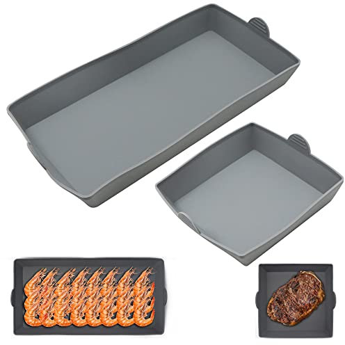 Kuchenblech Brotbackform Backblech Antihaftende Silikonbackform - 2stück Auflaufform Backform Kastenform Antihaftbeschichtet Ofenblech Silikon Kuchenform Backofen Fritteuse Backen ZubehöR(Grau)