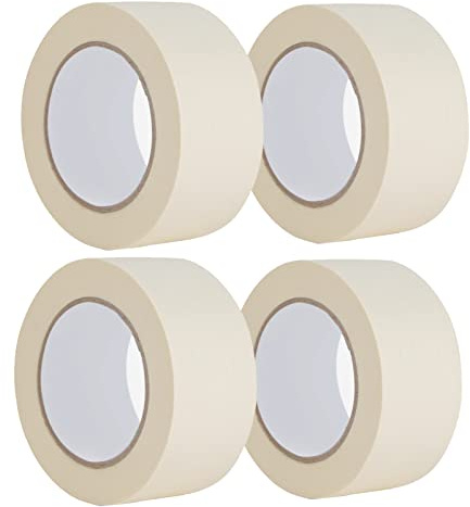 Lazybug studio Wide Masking Tape 2 inches, 4 Pack Adhesive Painting Tape Bulk for General Purpose Use, 2 inches x 55 Yards x 4 Rolls, 220 Yards in Total