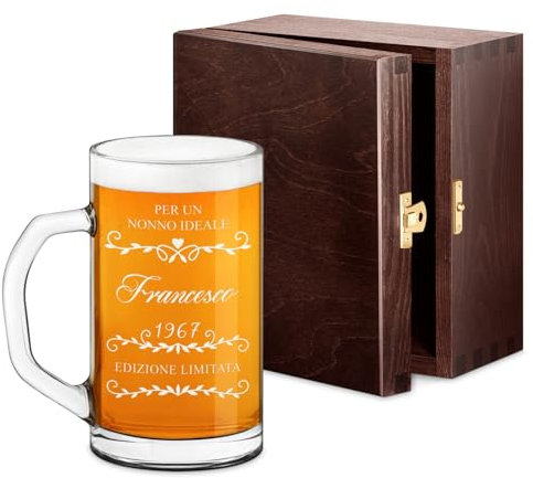 Maverton Boccale per Birra con personalizzazione - Bicchiere dalla capienza 640 ml - perfetto per ogni uomo amante della birra - Pinta in vetro per papà nonno o fidanzato - edizione limitata