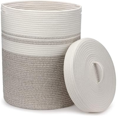 Cesto Ropa Sucia con Tapa, Cesto Ropa Almacenaje Juguetes Cestas Mimbre Cesta Ropa Sucia Cesta de Almacenamiento Trenzada(60L 37 x 52 cm)