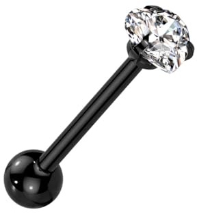 beyoutifulthings tungpiercing hjärta zirkon 6 mm silver guld roséguld universal piercing kirurgiskt stål barbell-s stavlängd 16 mm, Rostfritt stål